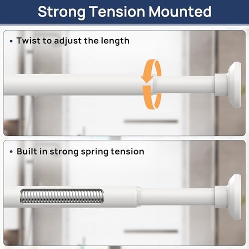 ENJOYBASICS 1" White Shower Curtain Rod, 30-76" Adjustable, Secure Tension