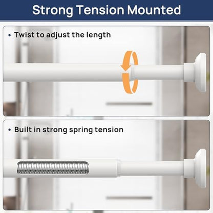 ENJOYBASICS 1" White Shower Curtain Rod, 30-76" Adjustable, Secure Tension