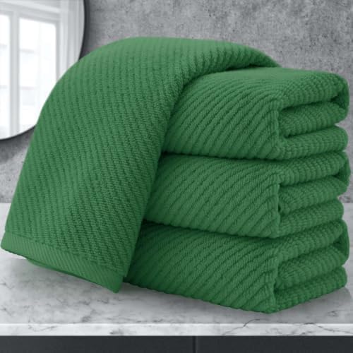 VOOVA & MOVAS Hand Towels 4PC, 100% Cotton, 18x28 in, Hunter Green