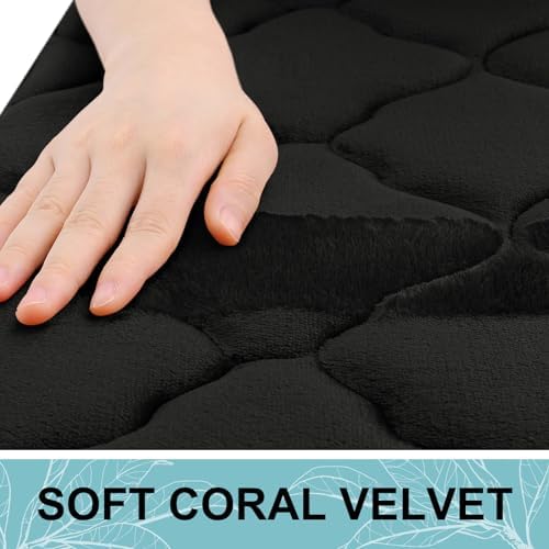 OLANLY Memory Foam Bath Mat Rug 59x34, Ultra Soft Bathroom Rugs, Black