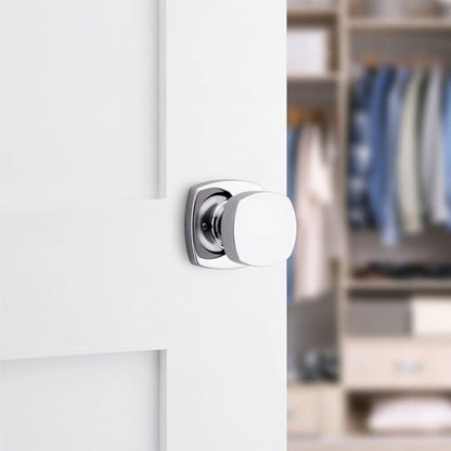 Kwikset Arroyo Knob Dummy Door Knob, Single Sided Handle for Closets, French Double Doors, and Pantry, Polished Chrome Non-Turning Interior Push/Pull Door Knob