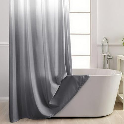 No Hook Shower Curtain and Liner Set for Bathroom, Ombre Grey, 71" x 84"