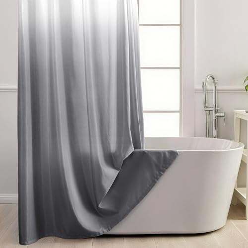 No Hook Shower Curtain and Liner Set for Bathroom, Ombre Grey, 71" x 74"