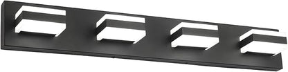 SOLFART Black Bathroom Light Fixtures 4 Lights Bathroom Vanity Light LED Vanity Lights Matt Black Vanity Lighting
