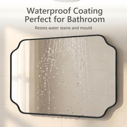 Besdomus Black Modern Bathroom Mirror: 24"x36" Minimalist Vanity Mirrors