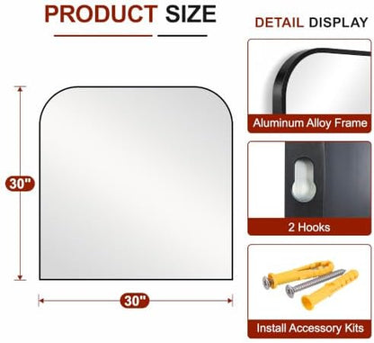 Bathroom Black Vanity Mirror for Over Sink, 30" x 30"