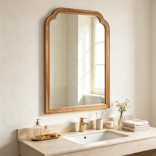 Wood Framed Bathroom Mirror for Wall 36"x24" Rustic Decorative Mirror
