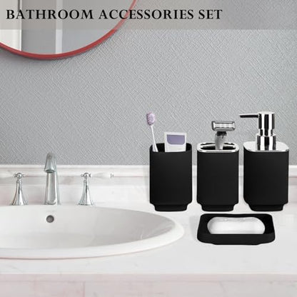 RRM Bathroom Accessories Set 4 Piece, Black Boho Bathroom Decor