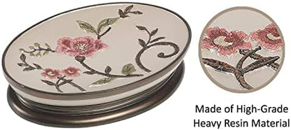Zahari Home 4pc Larrisa Floral Bathroom Accessories Sets Modern Classic Flower Soap Dispenser, Tumbler, Tooth Brush Holder and Soap Dish Holder Luxury Decor Unique Design Stylish Bathroom Sets