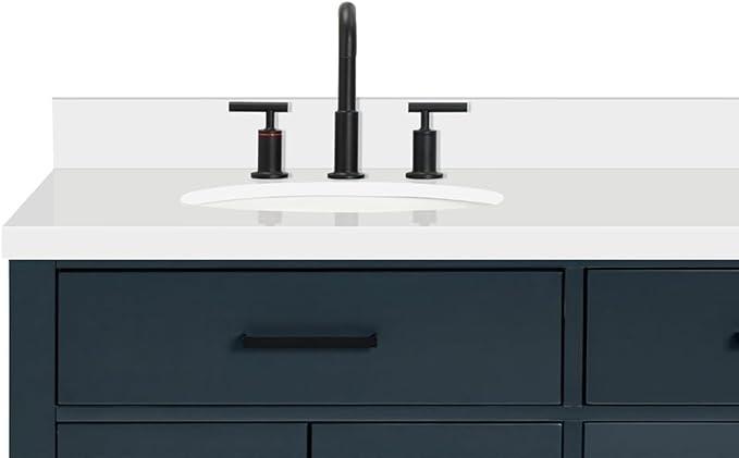 ARIEL Hepburn 72-inch Bathroom Vanity with Sink,Solid Wood, 1.5-inch Pure White Quartz Countertop & Backsplash, Double Oval Porcelain Sink, 4 Soft Closing Doors, 6 Dovetail Drawers, Midnight Blue
