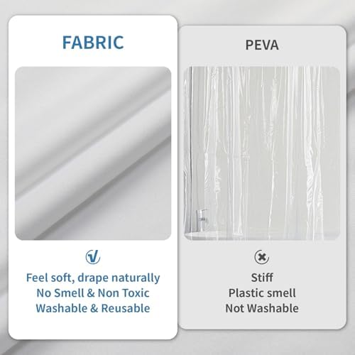 2 Pack Water-Repellent Fabric Shower Curtain Liner, 72x72 White
