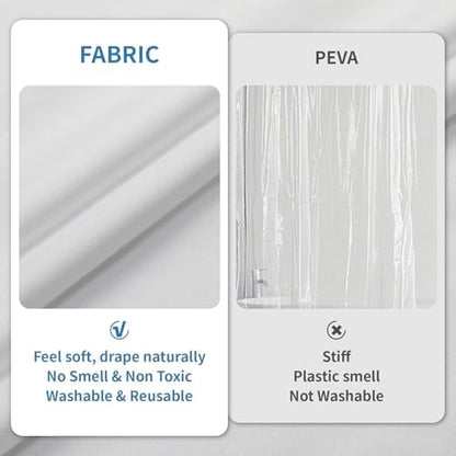 2 Pack Water-Repellent Fabric Shower Curtain Liner, 72x72 White