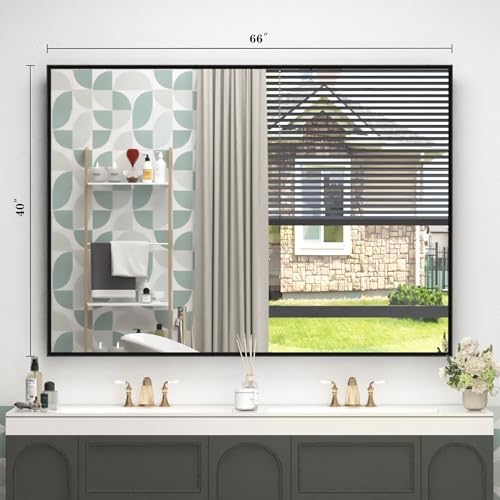 Black Framed Bathroom Mirror for Over Sink 66x40