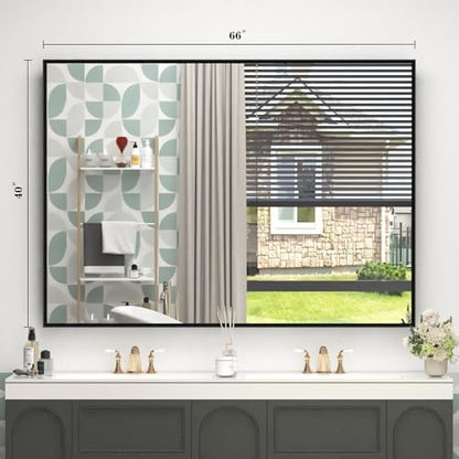 Black Framed Bathroom Mirror for Over Sink 66x40
