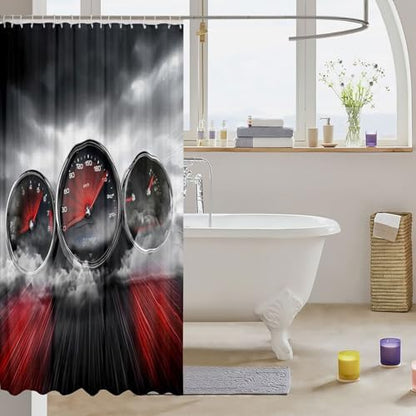Feelyou Car Waterproof Shower Curtain - Race Car Fabric Bathroom Curtain for Kids Boys Girls - Cool Extreme Sports Theme with Hooks - Luxury Automobile Style Decor, 72x78 Inches