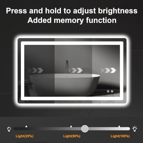 TRAHOME LED Bathroom Vanity Mirror with Lights, 24"x40" Lighted Wall Mirror