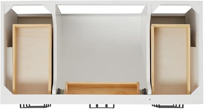 ARIEL Hepburn 42-inch Bathroom Vanity Base Cabinet,Solid Wood, 2 Soft Closing Doors, 9 Dovetail Drawers, White