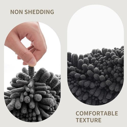 Bathroom Rugs Non Slip Washable 60x24, Extra Thick Soft Chenille Absorbent Bath Mat, High Density Barrier Non Slip Backing, Quick Dry Plush Shaggy Floor Carpet for Tub&Shower, Darkgrey
