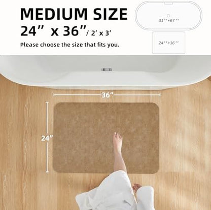 TYUU Thin Bath Mat, Bathroom Rugs Non Slip Washable, 24x36 Camel