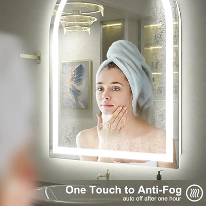 Arched LED Bathroom Mirror 20x28 Inch with Backlit and Frontlit