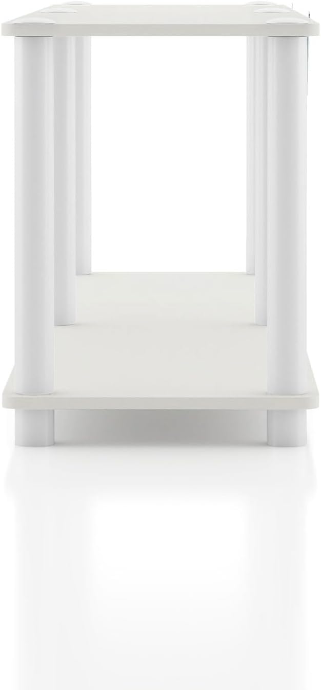 Homes: Inside + Out Apexa Modern 2-Tier Extra Wide Shelving Units, Collectibles Display Shelves, Easy Assembly Low Shelf, Home Storage Organizer for Living Room, Bedroom, Office, White