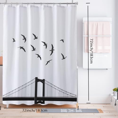 LLSCL Fabric Shower Curtain Liner with Magnets, Waterproof Hotel Quality, 72 x 72 Machine Washable