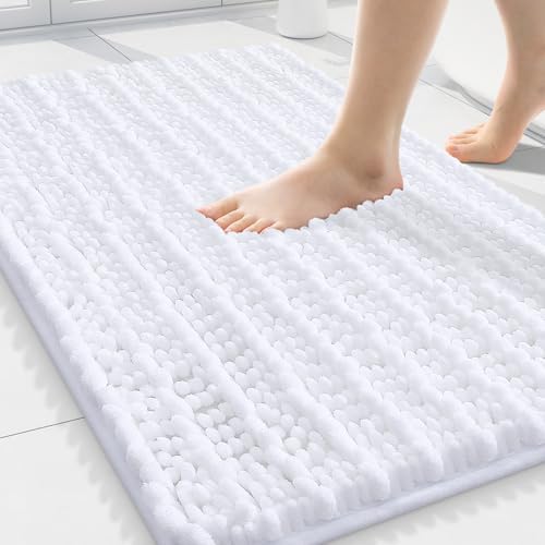 Smiry Bathroom Rugs 30X20, Extra Soft Rubber Backing Chenille Bath Mats