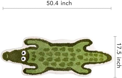 Panstar Crocodile Bath Mat for Bathroom, Cute Animal Bath Mats Non Slip Alligator Shaped Absorbent Bathtub Rug Bathroom Plush Shower Rugs