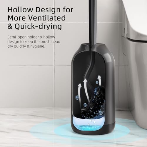 HAMITOR Toilet Bowl Brush Holder Set: Bathroom Deep Cleaning Scrubber