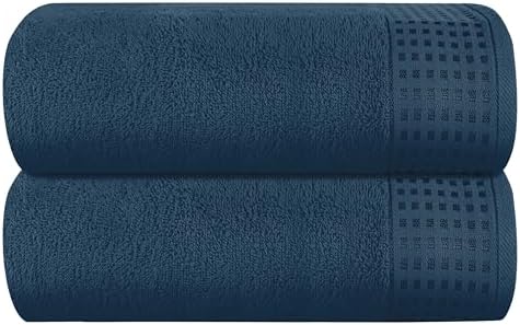GLAMBURG 100% Cotton Oversized 2 Pack Bath Sheets 35x70, Ultra Soft Highly Absorbant Compact Quickdry & Lightweight Large Bath Sheet Set, Ideal for Gym Travel Camp Pool - Mineral Blue