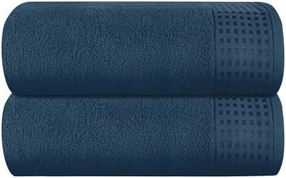 GLAMBURG 100% Cotton Oversized 2 Pack Bath Sheets 35x70, Ultra Soft Highly Absorbant Compact Quickdry & Lightweight Large Bath Sheet Set, Ideal for Gym Travel Camp Pool - Mineral Blue