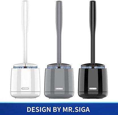 MR.SIGA Toilet Bowl Brush and Holder, Sturdy Long Handle, Black, 1 Pack