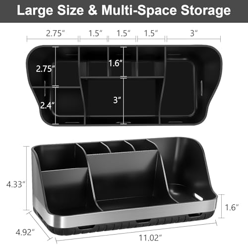 GFWARE Black Toothbrush Holder - 7 Slots Bathroom Organizer Countertop with Drainage Matte Black Electric Toothbrush and Toothpaste Holder for Bathroom Accessories Sink Storage