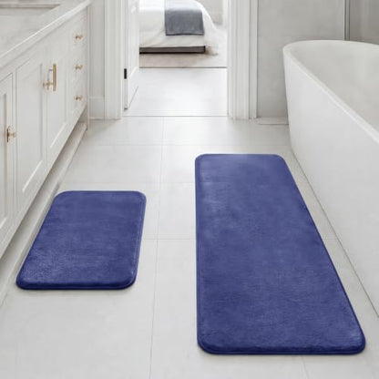 HUXMEYSON Bathroom Rugs Sets 2 Piece, Non-Slip & Quick Dry Bath Mat Set, Ultra Soft Velvet Bath Rugs for Bathroom, Toilet and Shower Floor, Royal Blue