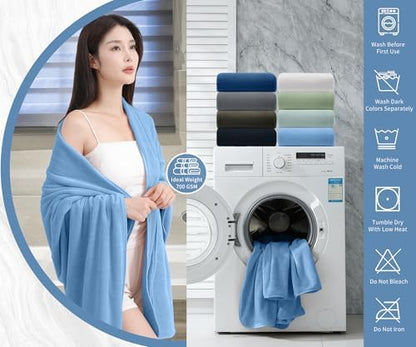Extra Large Bath Sheet 4 Piece (35"x70")-Ultra Soft Oversized Bath Towel,Bath Sheet Towel for Bathroom Hotel,Plush Highly Absorbent Quick Dry Shower Towel Set for Adults,Bathroom Towel Set Blue