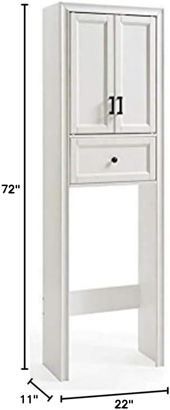 Crosley Furniture Tara Over The Toilet Storage Cabinet and Bathroom Organizer with a Drawer and Shelves, Vintage White