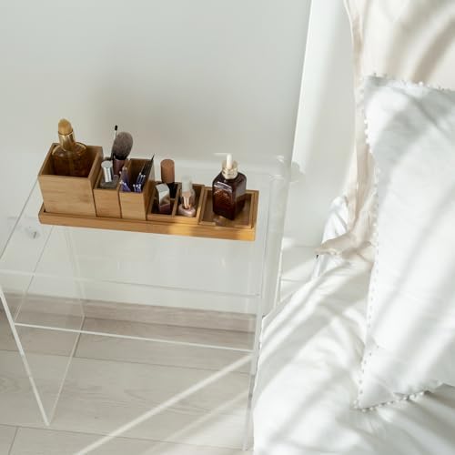 Bamboo Vanity Tray Set, 6-Piece Bathroom Organizer for Small Items