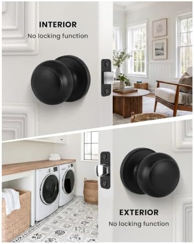 Haidms 2 Pack Matte Black Passage Door Knobs, Black Closet Door Knobs,Passage Doorknobs Interior for Closet or Hall, Hallways
