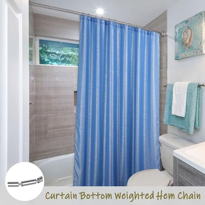 Sky Blue Glitter Shower Curtain: Waterproof Washable Quick Dry, 72Lx72W