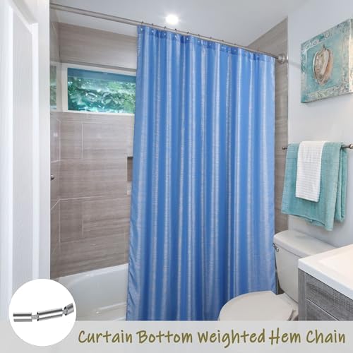 Sky Blue Glitter Shower Curtain: Waterproof Washable Quick Dry, 78Lx72W