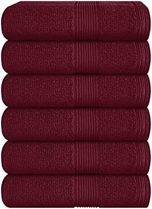 Belizzi Home Ultra Soft 6-Piece Hand Towel Set 16x28-100% Ringspun Cotton - Durable & Highly Absorbent Hand Towels - Ideal for use in Bathroom, Kitchen, Gym, Spa & General Cleaning - Burgundy