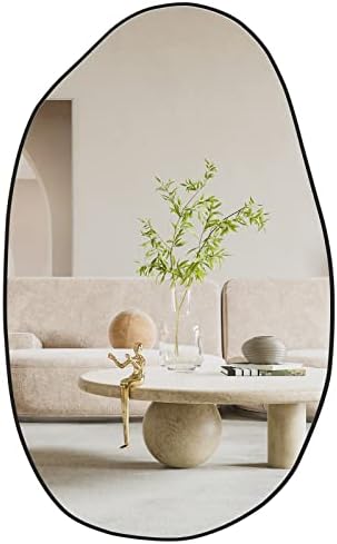 Irregular Asymmetrical Mirror Wall Mounted, Unique Vanity Mirror,Shaped Dressing Mirror Decorative for Living Room, Bathroom, Bedroom, Entryway Wall Decor, 33.5"×20.5"