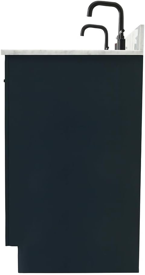 ARIEL Hepburn 60-inch Bathroom Vanity with Sink,Solid Wood, 0.75-inch Italian Carrara Marble Countertop, Double Oval Porcelain Sink, 4 Soft Closing Doors, 6 Dovetail Drawers, Midnight Blue