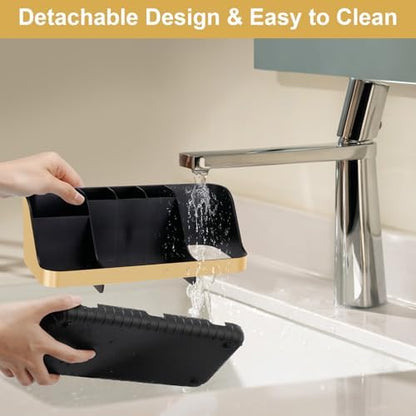 GFWARE Gold Toothbrush Holders for Bathrooms Countertop Organizer - Detachable 7 Slots Electric Toothbrush and Toothpaste Holder, Kids Organization and Storage, Restroom Accessories Vanity Stuff