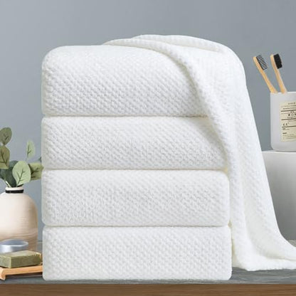 Extra Large Bath Towels Set 35x70 Inches - White Luxury 600 GSM Oversized Bath Sheet Towel,Ultra Soft Microfiber - Quick Dry,Highly Absorbent Shower Towels Spa Hotel Bathroom Towel Set (4-Pack)