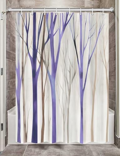 Birch Forest Abstract Shower Curtain Farmhouse Bathroom Decor 72X84 Inch
