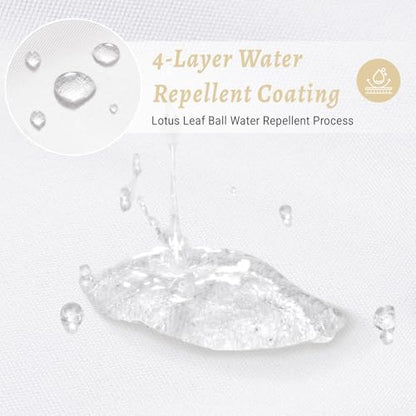 WONICY No Hook Linen Look Shower Curtain with Snap-in Liner, White, 71 x 86