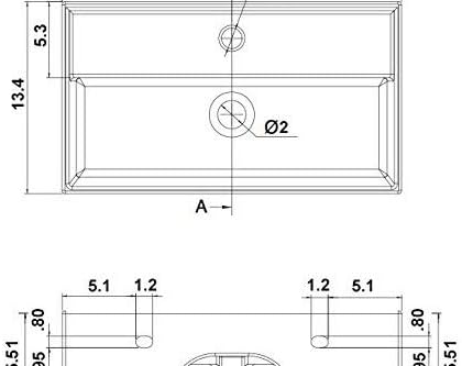Scarabeo 5002-Three Hole Teorema Rectangular Ceramic Wall Mounted/Vessel Sink, White