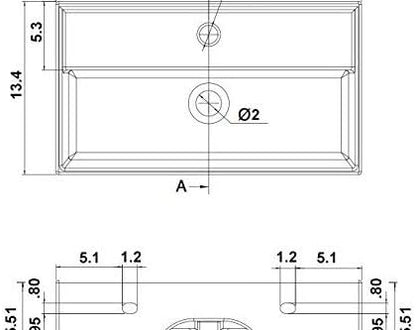 Scarabeo 5002-Three Hole Teorema Rectangular Ceramic Wall Mounted/Vessel Sink, White
