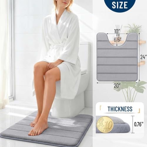 OLANLY Memory Foam Toilet Rugs U Shaped 24x20, Super Soft and Absorbent